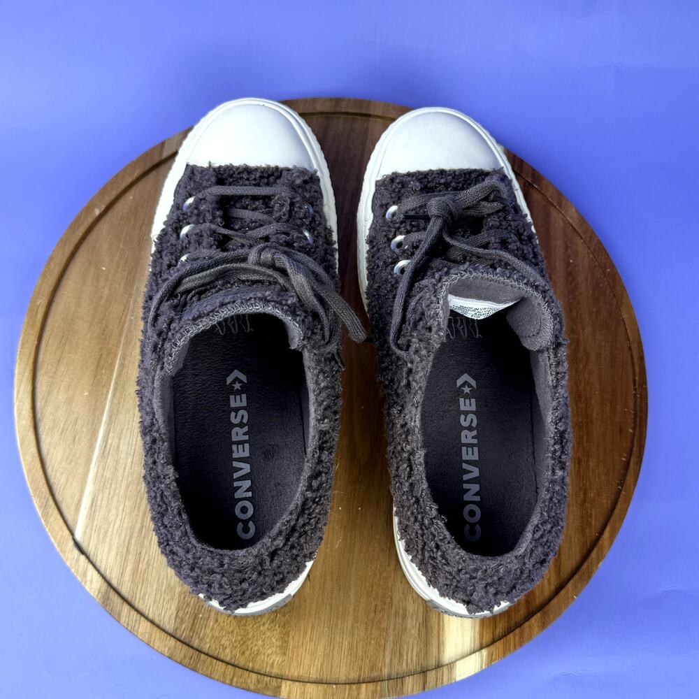 Converse Black/Purple Fuzzy Platform Sneakers - Picture 6 of 8